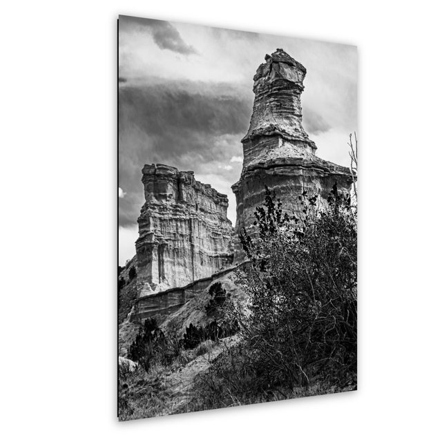 Lighthouse Rock in Black & White — Palo Duro Canyon, Texas; print preview