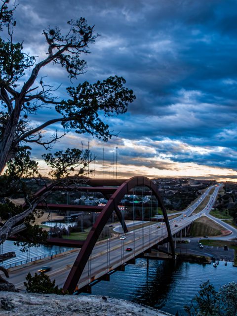 Pennybacker Bridge at Sunset — Austin, Texas; print preview