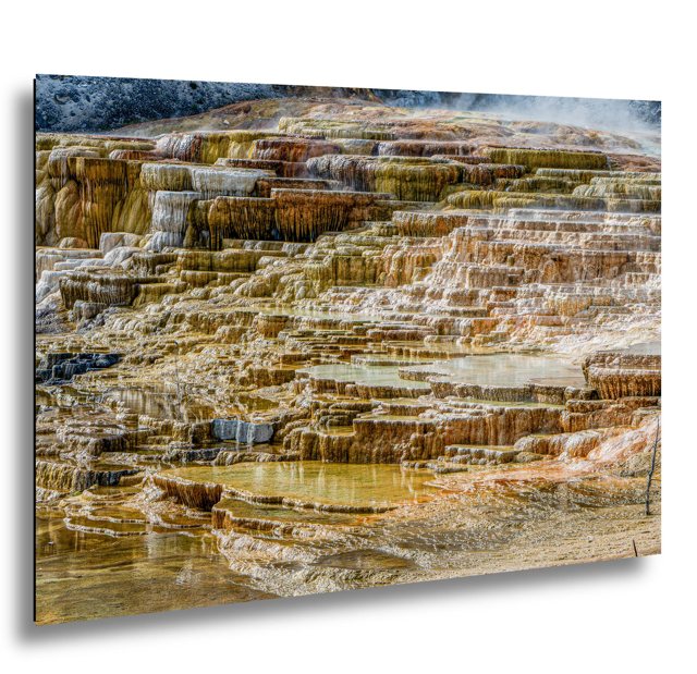 Steaming Travertine Terraces — Mammoth Hot Springs, Yellowstone; print preview