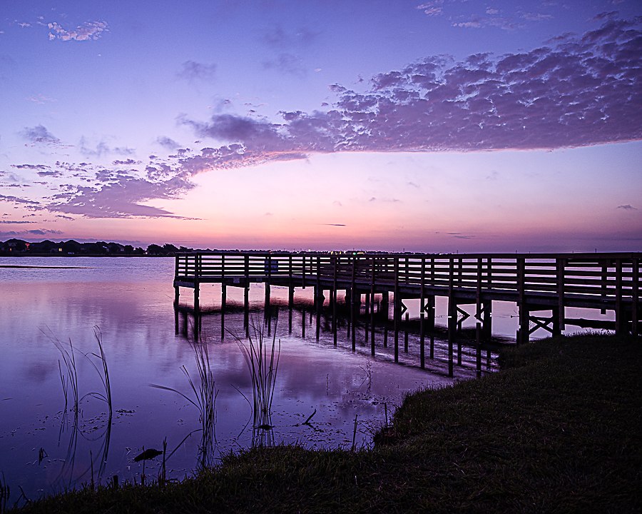 Pier over Lake Pflugerville at sunrise in Pflugerville Texas